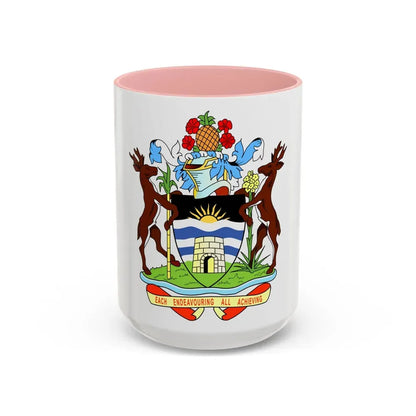 Coat of arms of Antigua and Barbuda - Accent Coffee Mug 15oz Pink - Go Mug Yourself