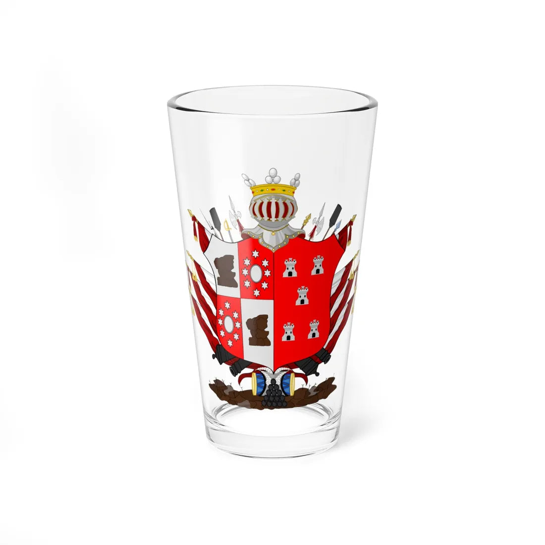 Coat of Arms of Antonio Olaguer Feliu Viceroy of the Rio de la Plata (Equatorial Guinea) (Coat of Arms) Pint Glass 16oz 16oz - Go Mug Yourself