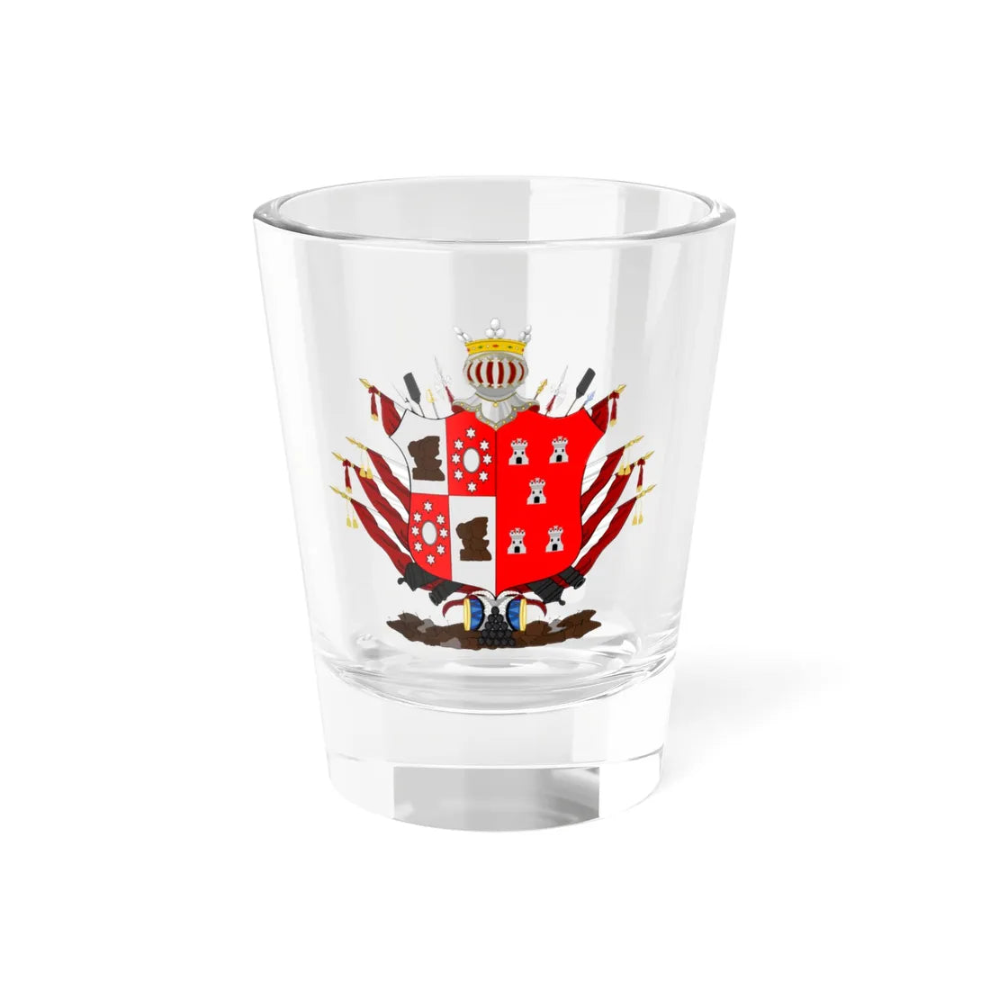 Coat of Arms of Antonio Olaguer Feliu Viceroy of the Rio de la Plata (Equatorial Guinea) (Coat of Arms) Shot Glass 1.5oz 1.5oz - Go Mug Yourself