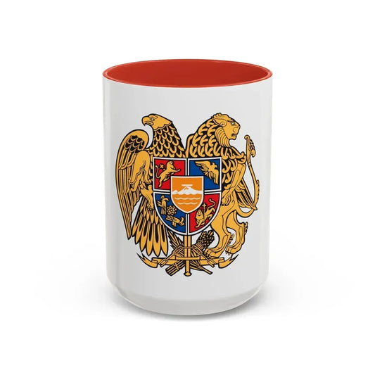 Coat of arms of Armenia - Accent Coffee Mug 15oz Red - Go Mug Yourself