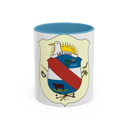 Coat of Arms of Artigas Department, Uruguay - Accent Coffee Mug 11oz Light Blue - Go Mug Yourself