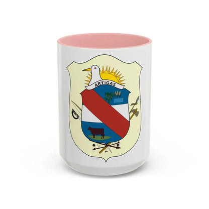 Coat of Arms of Artigas Department, Uruguay - Accent Coffee Mug 15oz Pink - Go Mug Yourself