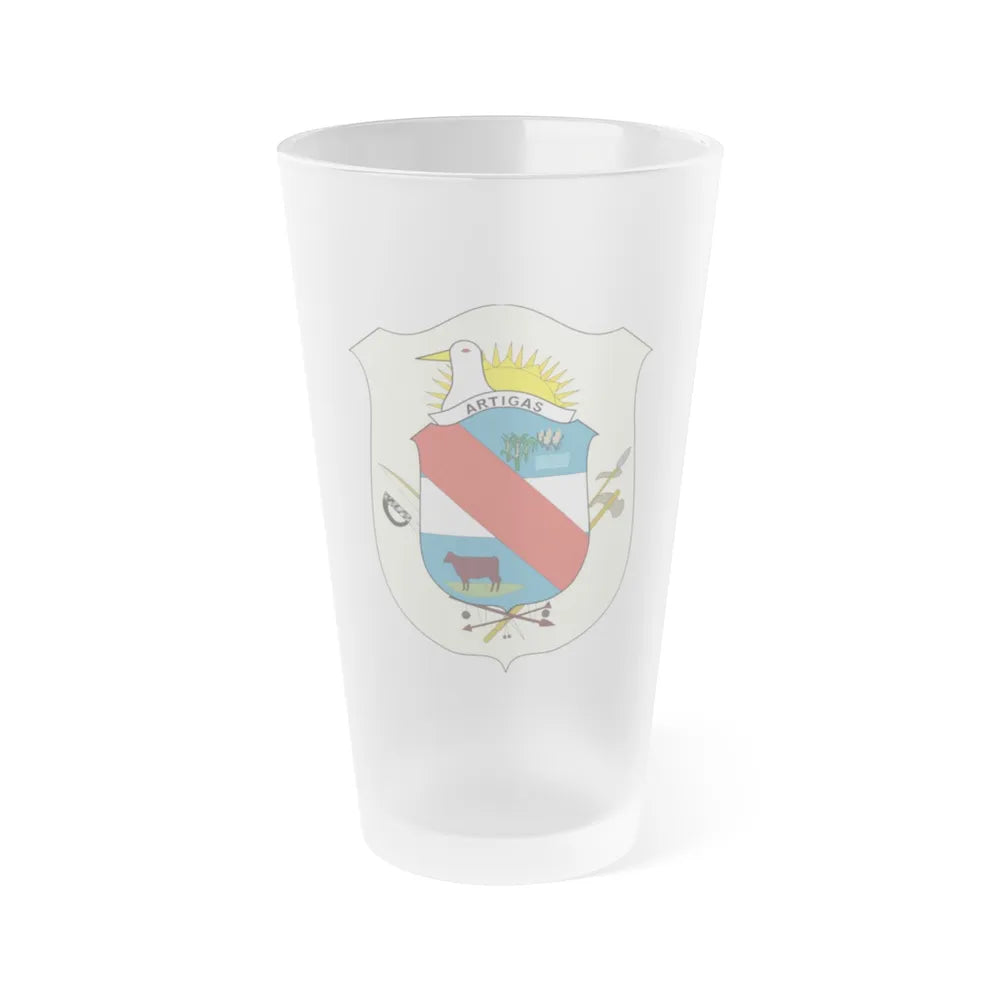 Coat of Arms of Artigas Department, Uruguay - Frosted Pint Glass 16oz-Go Mug Yourself