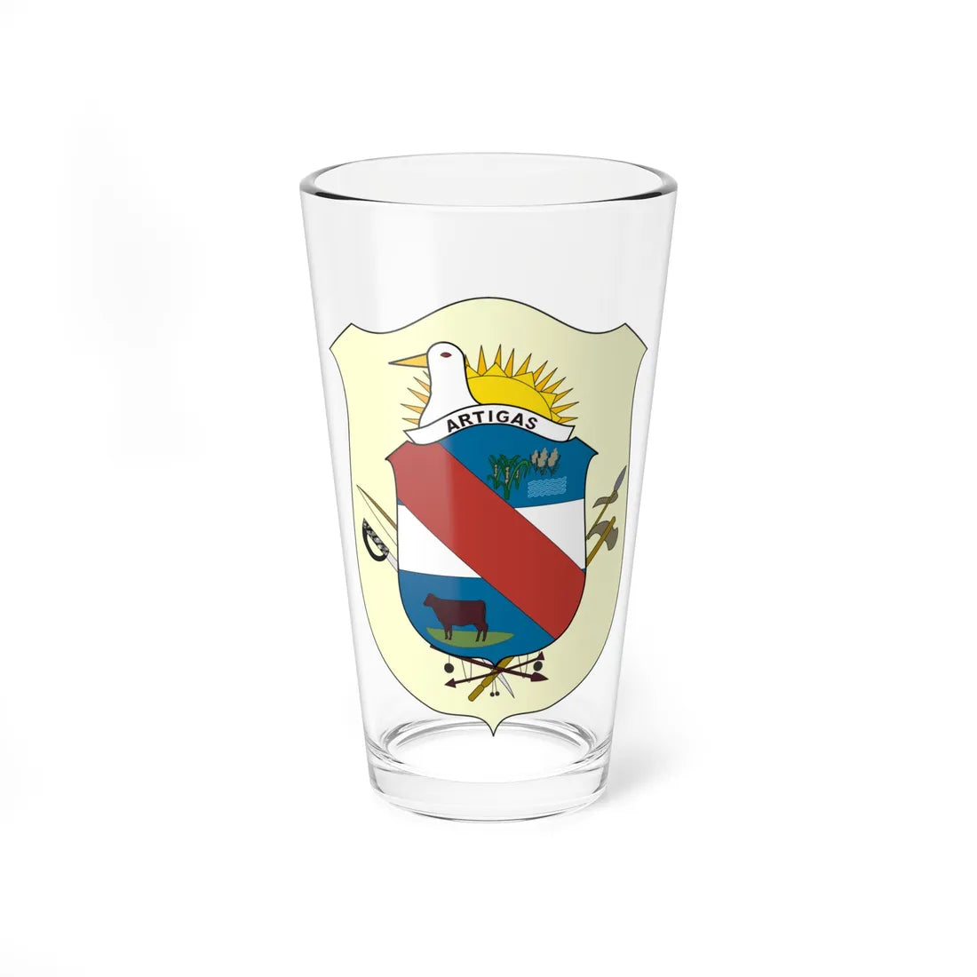 Coat of Arms of Artigas Department Uruguay (Uruguay) (Coat of Arms) Pint Glass 16oz 16oz - Go Mug Yourself