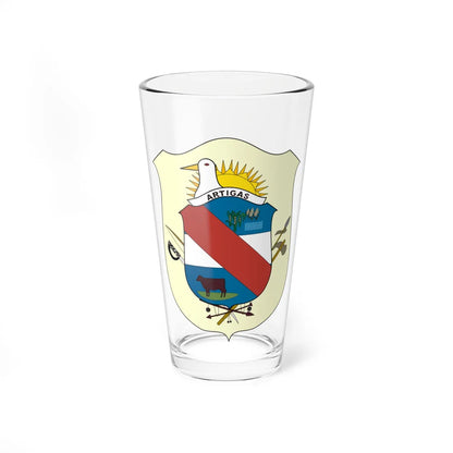 Coat of Arms of Artigas Department Uruguay (Uruguay) (Coat of Arms) Pint Glass 16oz 16oz - Go Mug Yourself