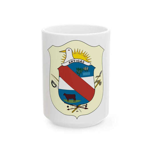 Coat of Arms of Artigas Department, Uruguay - White Coffee Mug-15oz-Go Mug Yourself