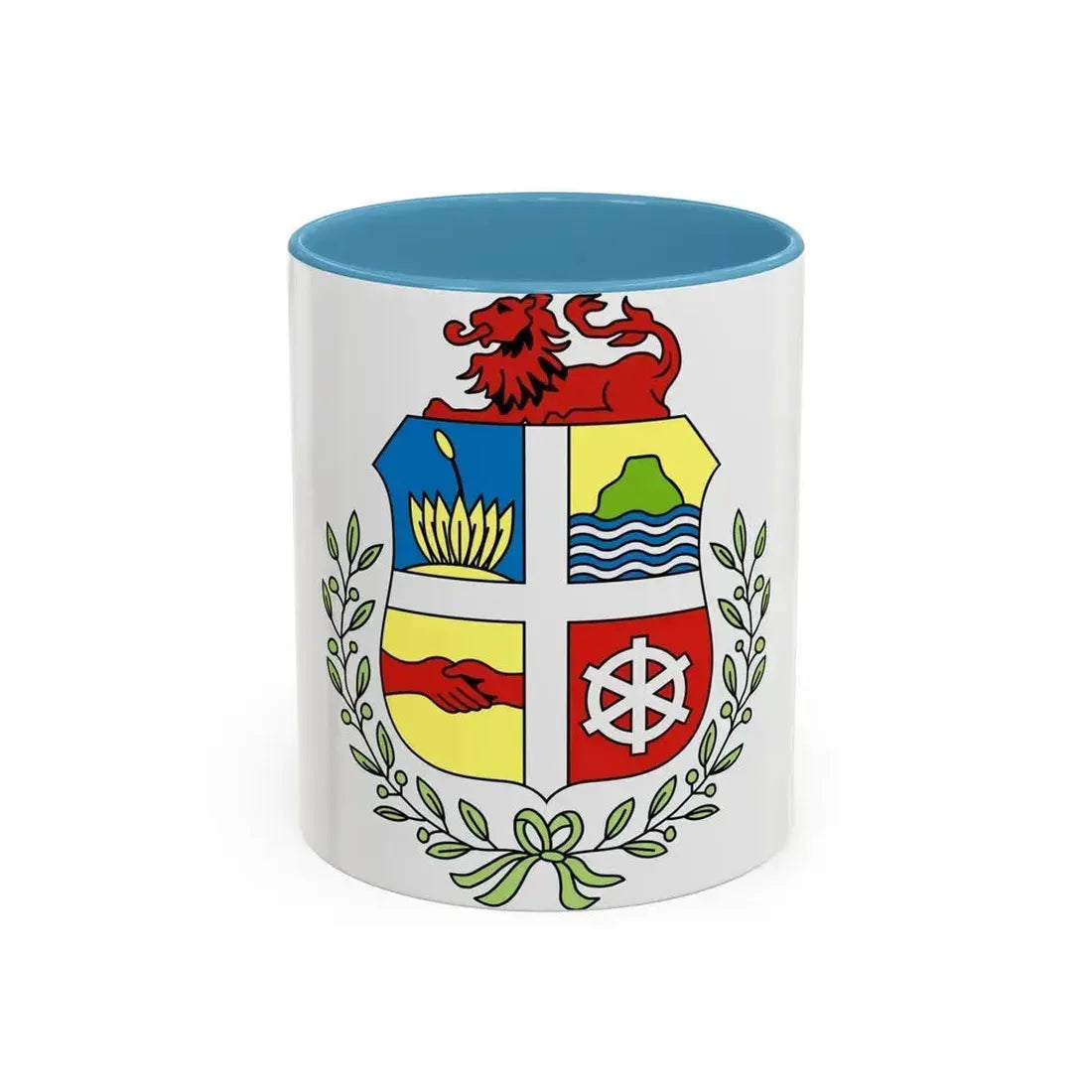 Coat of arms of Aruba - Accent Coffee Mug 11oz Light Blue - Go Mug Yourself
