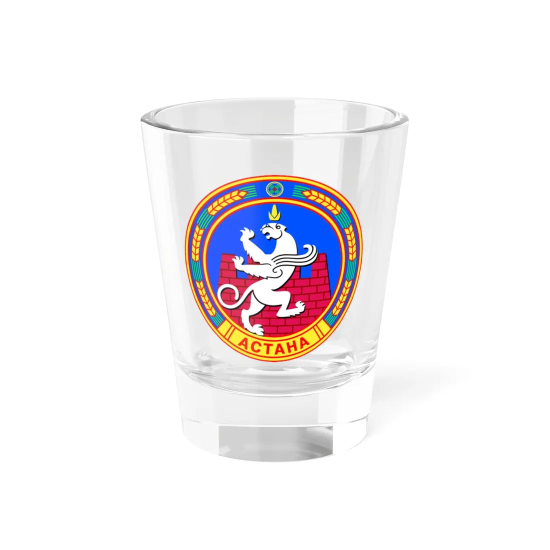 Coat of arms of Astana 1998-2008 (Kazakhstan) (Coat of Arms) Shot Glass 1.5oz 1.5oz - Go Mug Yourself
