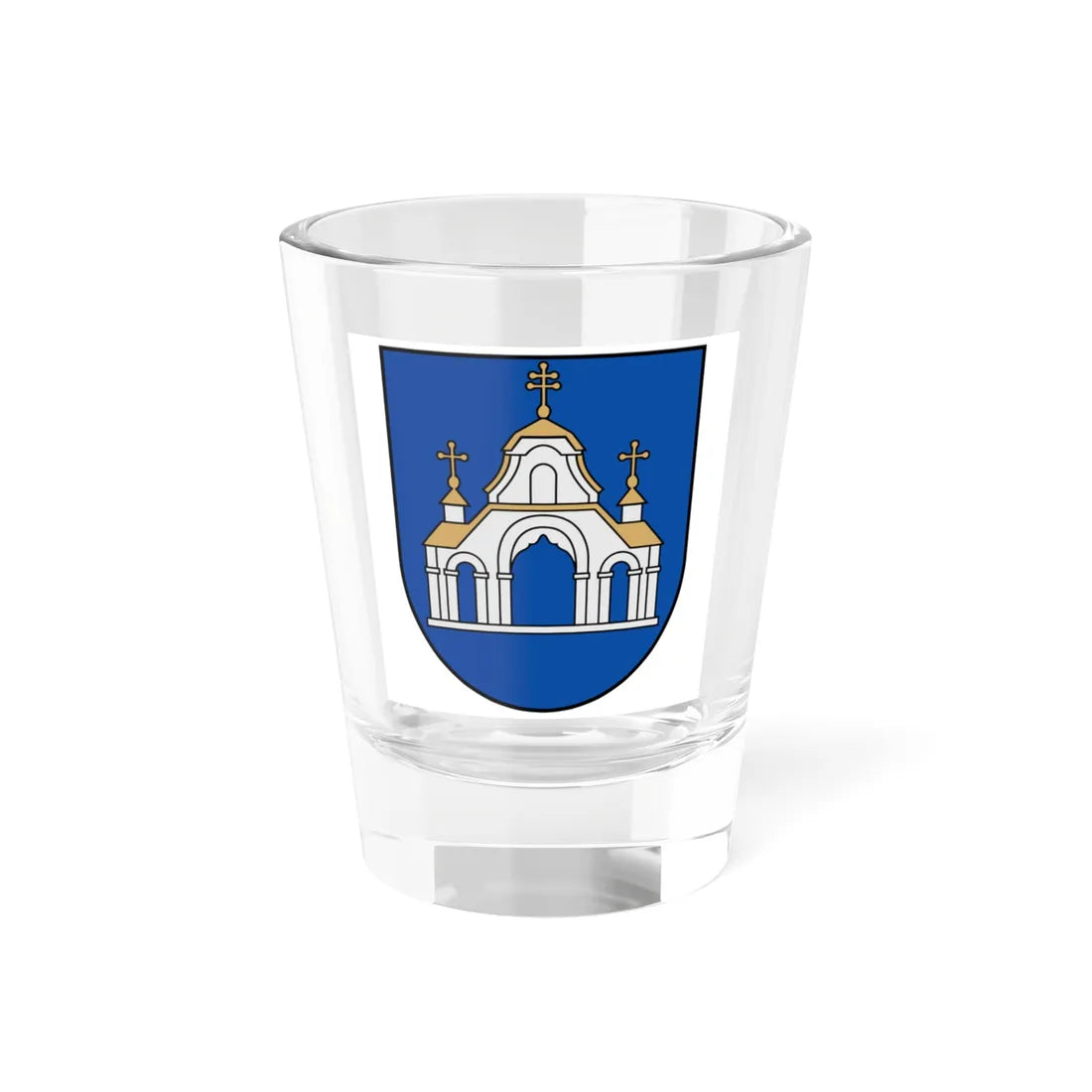 Coat of arms of Šaukėnai (Lithuania) (Coat of Arms) Shot Glass 1.5oz 1.5oz - Go Mug Yourself