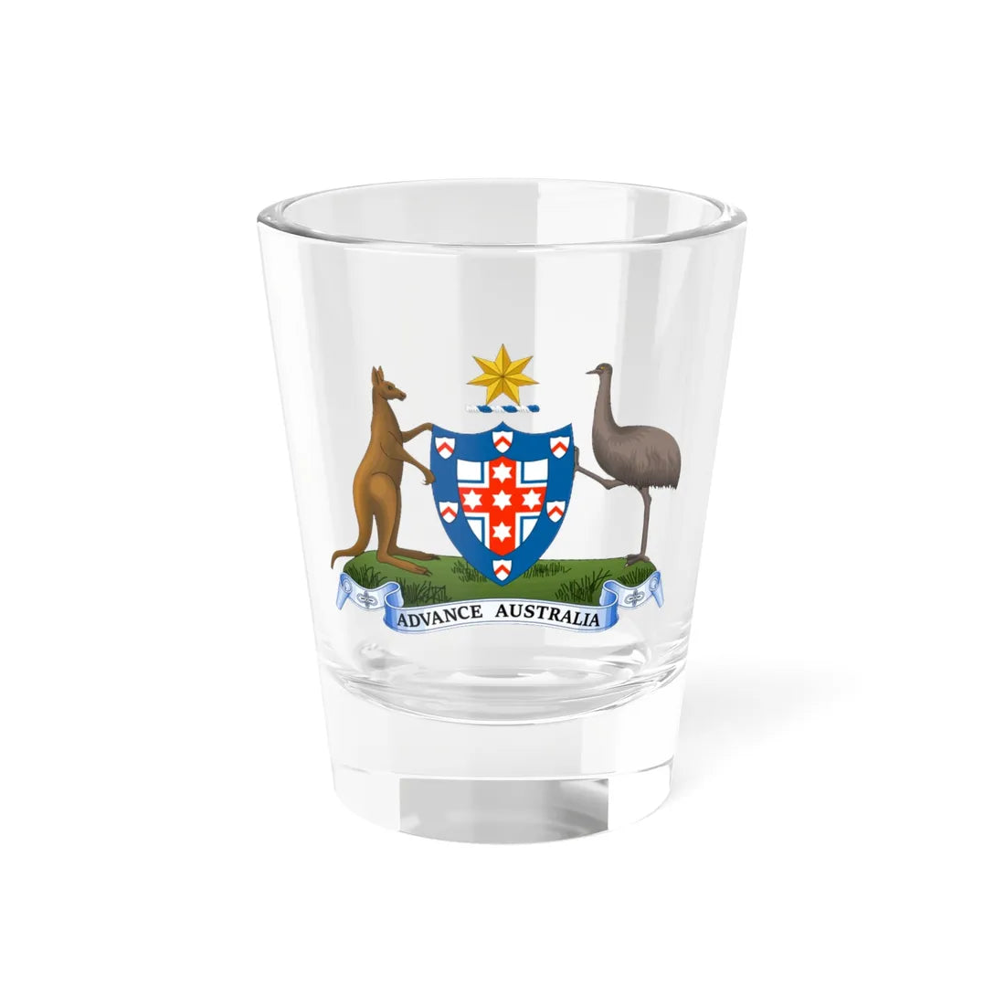 Coat of arms of Australia 1908-1912 (Australia) (Coat of Arms) Shot Glass 1.5oz 1.5oz - Go Mug Yourself