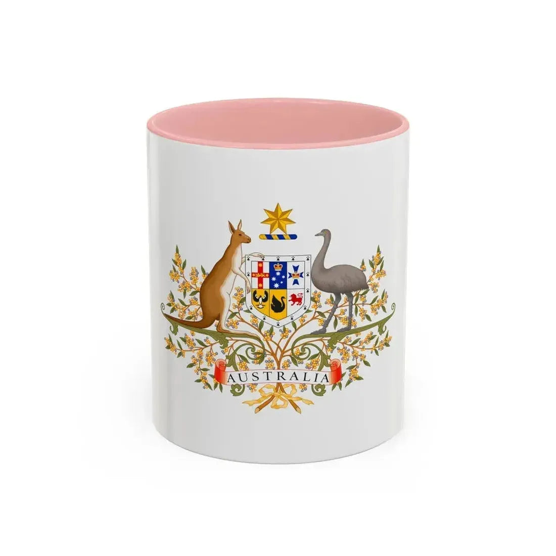 Coat of Arms of Australia - Accent Coffee Mug 11oz Pink - Go Mug Yourself