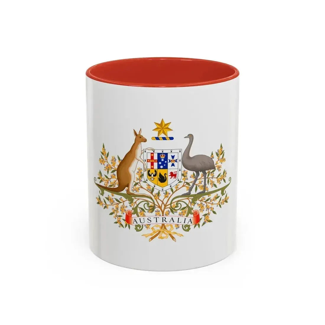 Coat of Arms of Australia - Accent Coffee Mug 11oz Red - Go Mug Yourself