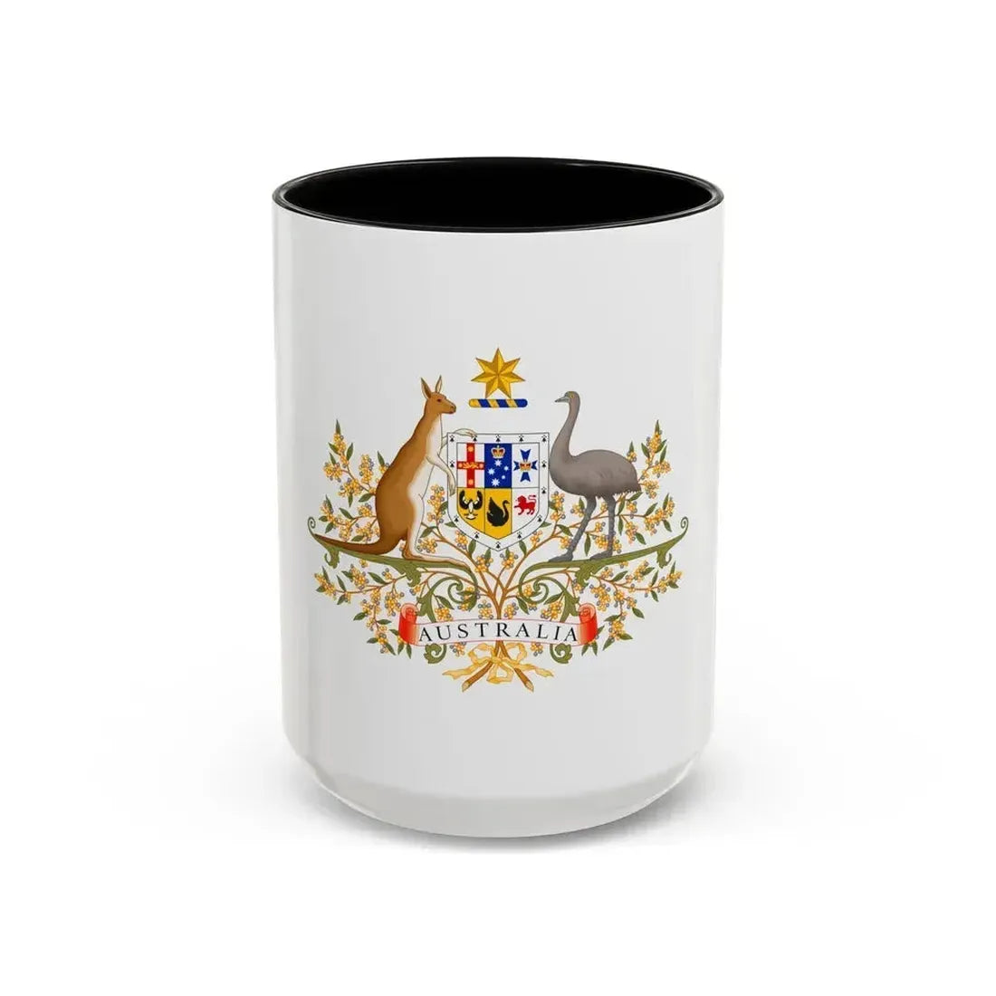 Coat of Arms of Australia - Accent Coffee Mug 15oz Black - Go Mug Yourself