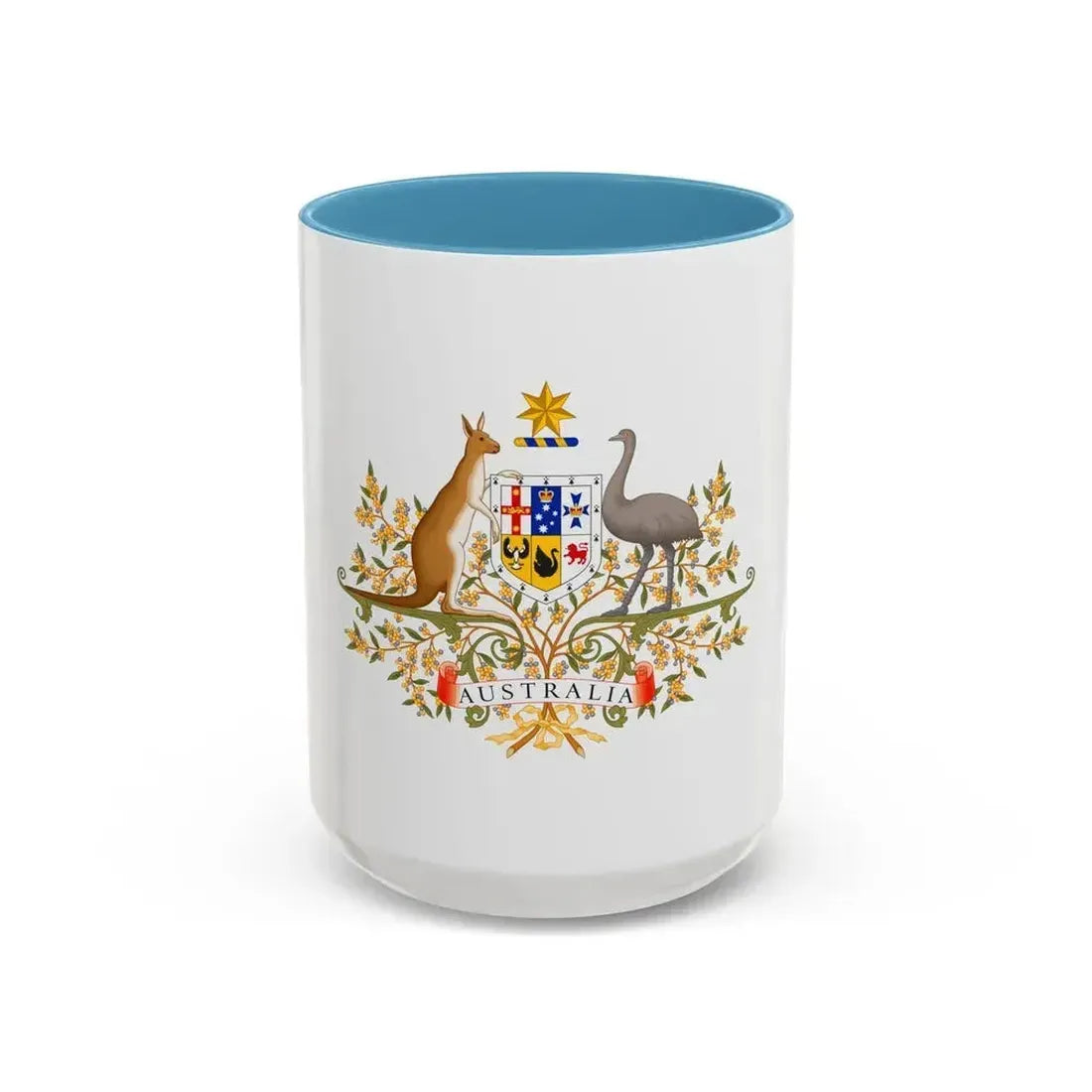 Coat of Arms of Australia - Accent Coffee Mug 15oz Light Blue - Go Mug Yourself