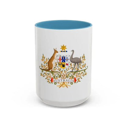 Coat of Arms of Australia - Accent Coffee Mug 15oz Light Blue - Go Mug Yourself