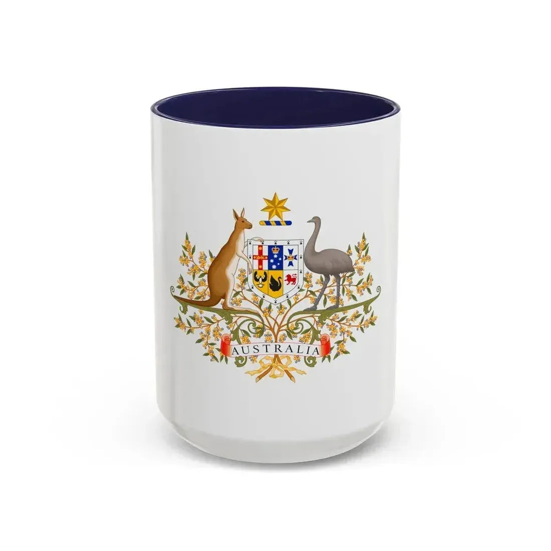 Coat of Arms of Australia - Accent Coffee Mug 15oz Navy - Go Mug Yourself