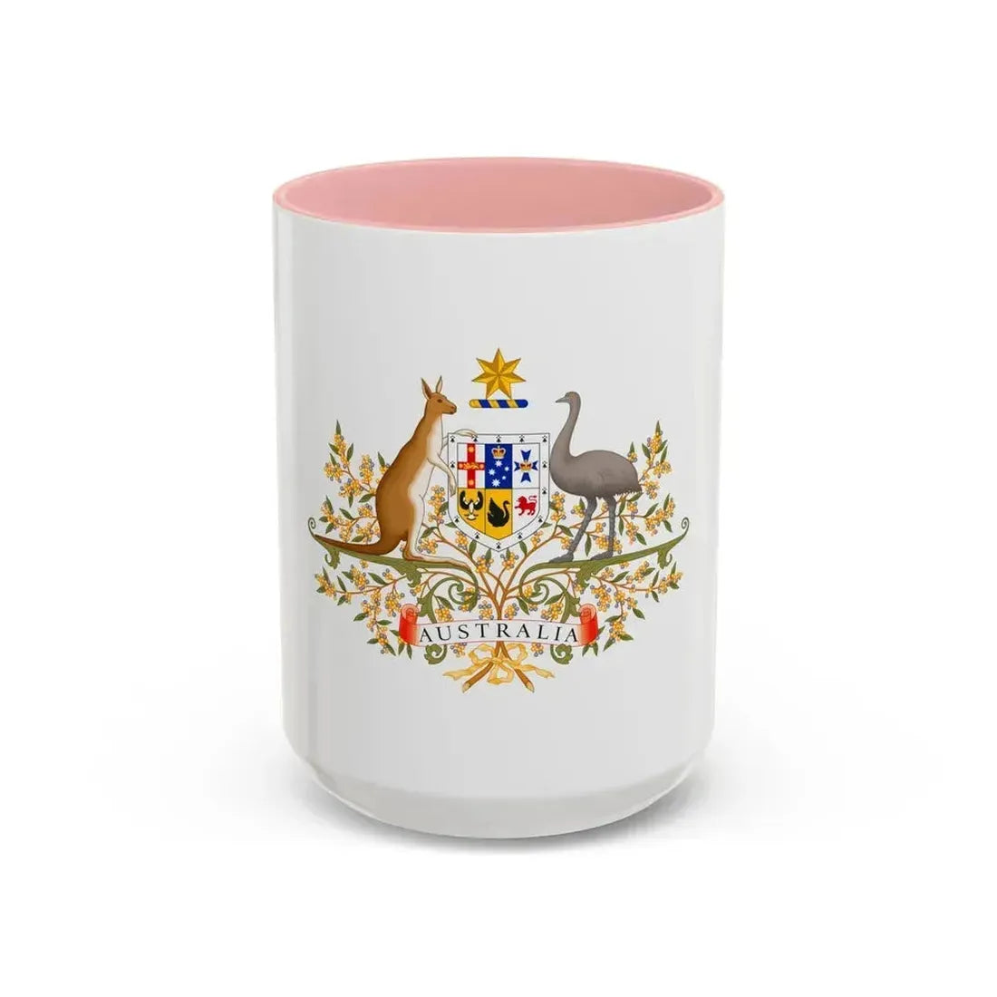 Coat of Arms of Australia - Accent Coffee Mug 15oz Pink - Go Mug Yourself