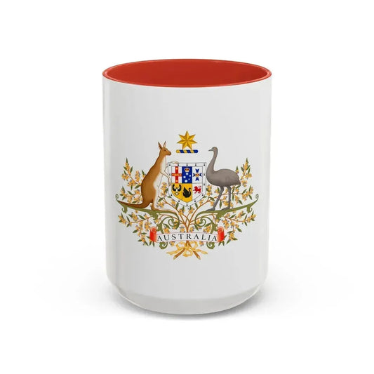 Coat of Arms of Australia - Accent Coffee Mug 15oz Red - Go Mug Yourself