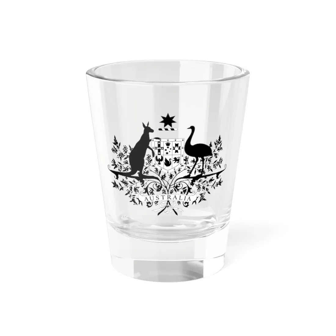 Coat of Arms of Australia black (Australia) (Coat of Arms) Shot Glass 1.5oz 1.5oz - Go Mug Yourself