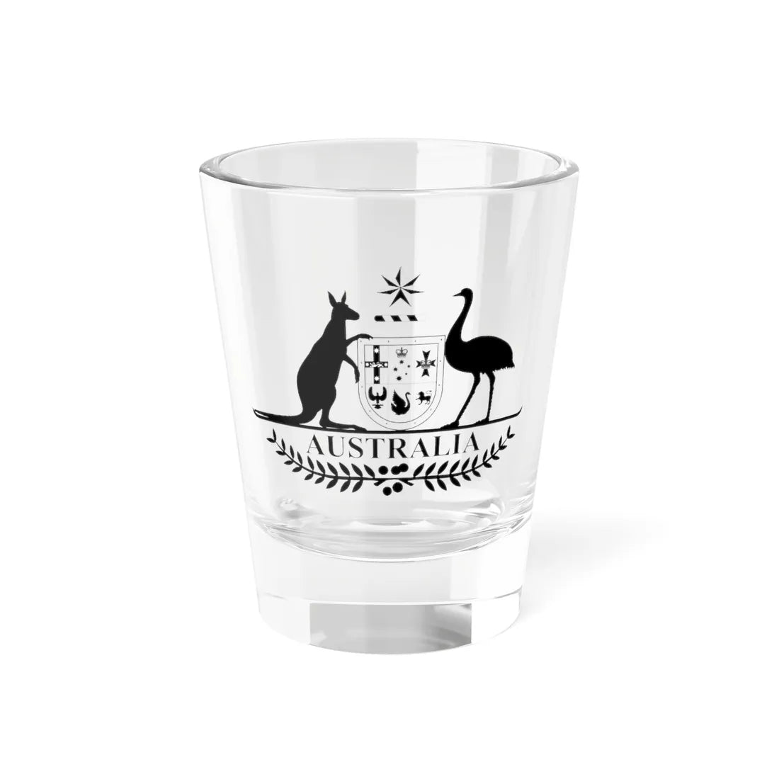 Coat of Arms of Australia stylised monochrome (Australia) (Coat of Arms) Shot Glass 1.5oz 1.5oz - Go Mug Yourself