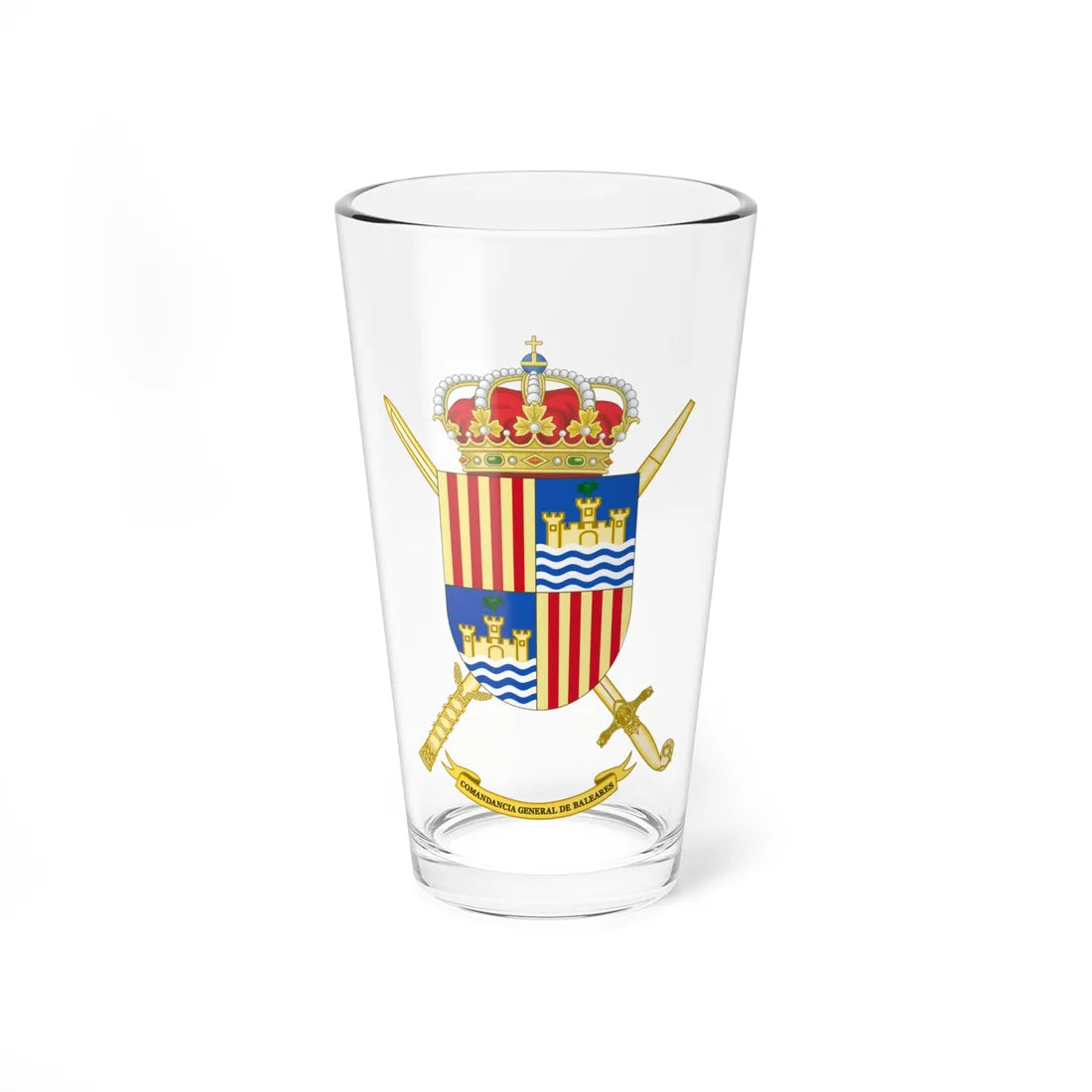 Coat of Arms of Balearics General Command (Spain) (Coat of Arms) Pint Glass 16oz 16oz - Go Mug Yourself