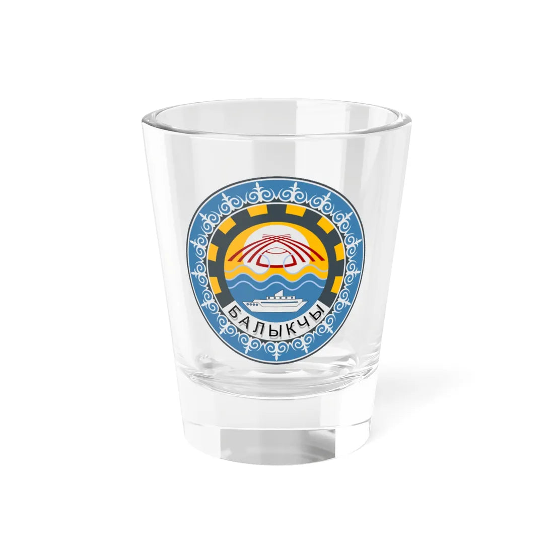 Coat of arms of Balykchy (Kyrgyzstan) (Coat of Arms) Shot Glass 1.5oz 1.5oz - Go Mug Yourself