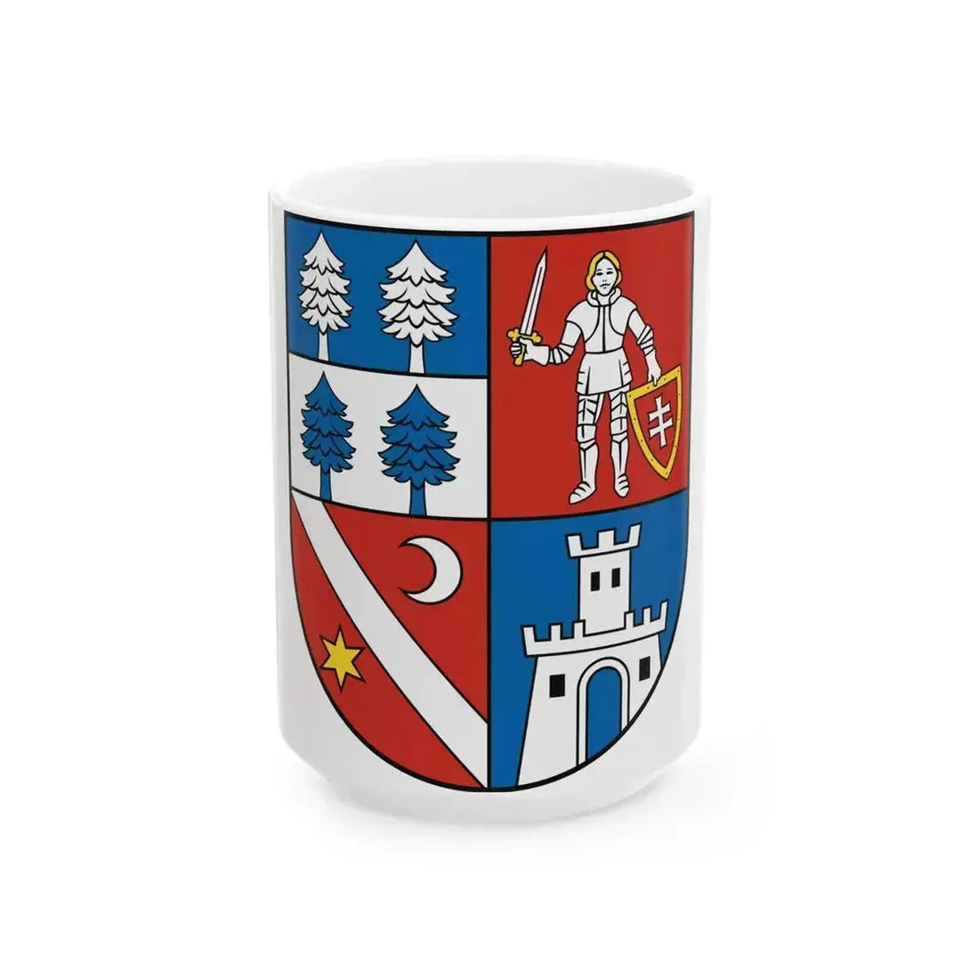 Coat Of Arms Of Banska Bystrica Region (Slovakia) White Coffee Mug 15oz - Go Mug Yourself