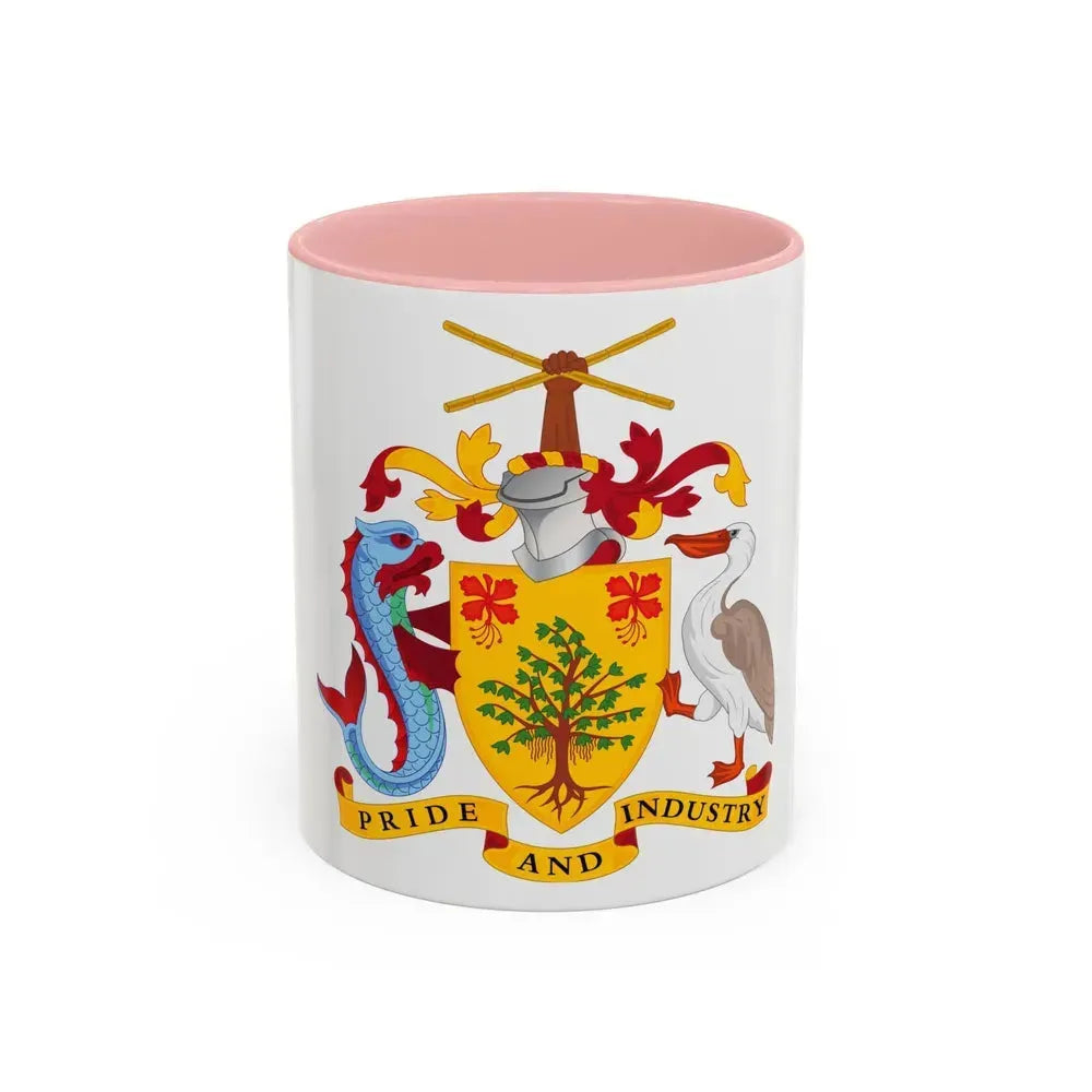 Coat of arms of Barbados - Accent Coffee Mug 11oz Pink - Go Mug Yourself