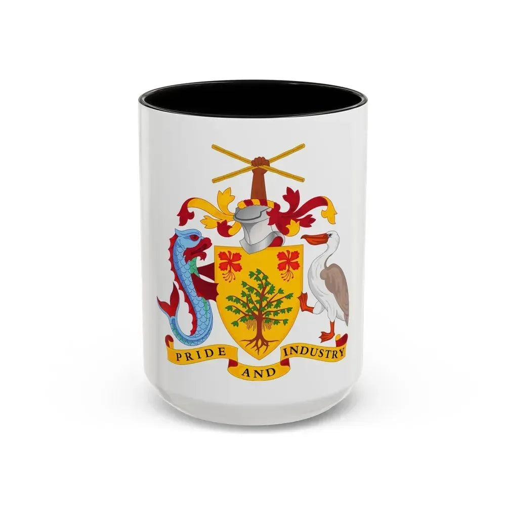 Coat of arms of Barbados - Accent Coffee Mug 15oz Black - Go Mug Yourself