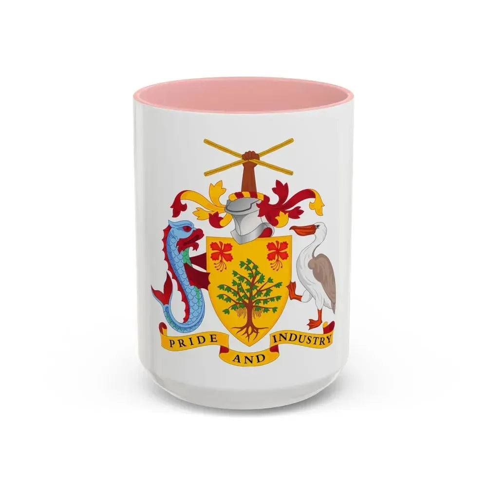 Coat of arms of Barbados - Accent Coffee Mug 15oz Pink - Go Mug Yourself