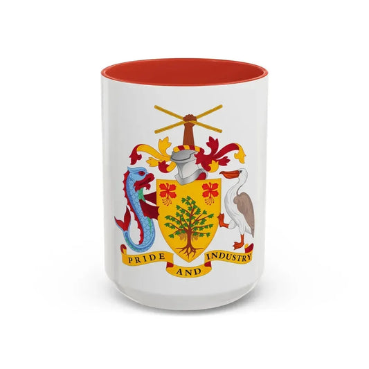 Coat of arms of Barbados - Accent Coffee Mug 15oz Red - Go Mug Yourself
