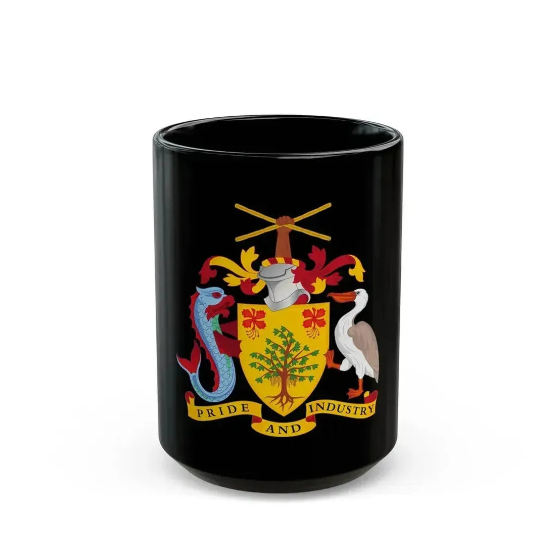Coat of arms of Barbados - Black Coffee Mug 15oz - Go Mug Yourself