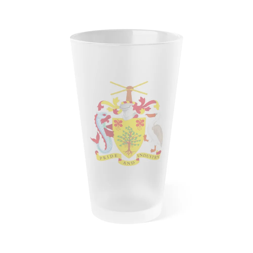 Coat of arms of Barbados - Frosted Pint Glass 16oz-Go Mug Yourself