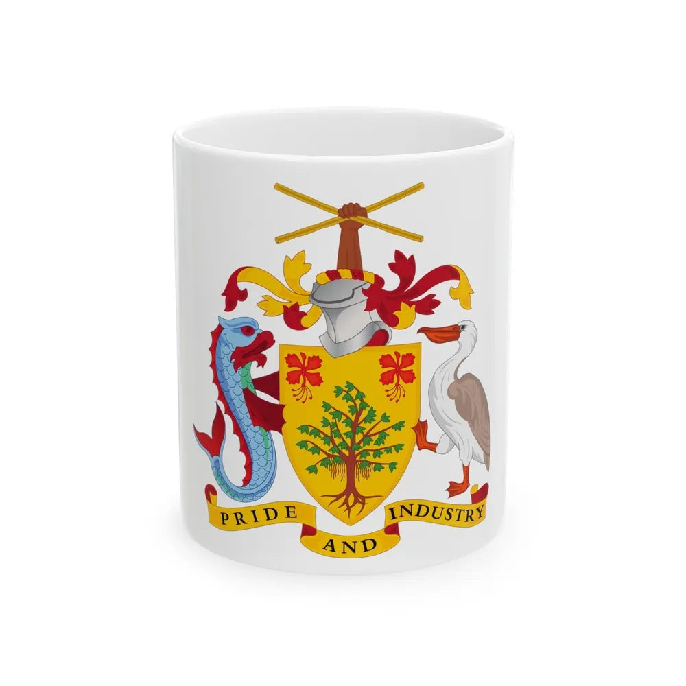 Coat of arms of Barbados - White Coffee Mug-11oz-Go Mug Yourself