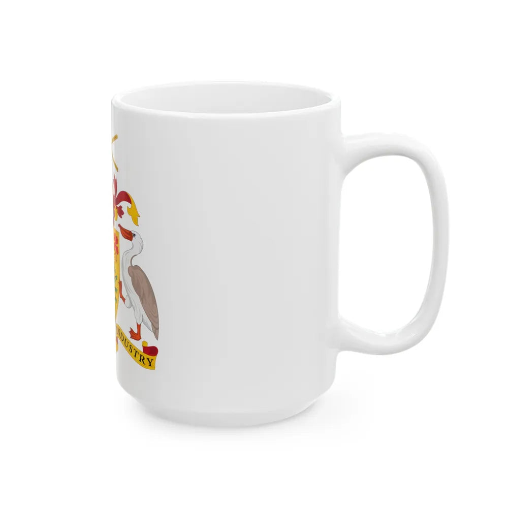 Coat of arms of Barbados - White Coffee Mug-Go Mug Yourself