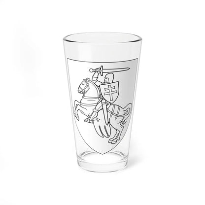 Coat of arms of Belarus 1991-1995 black and white (Belarus) (Coat of Arms) Pint Glass 16oz 16oz - Go Mug Yourself