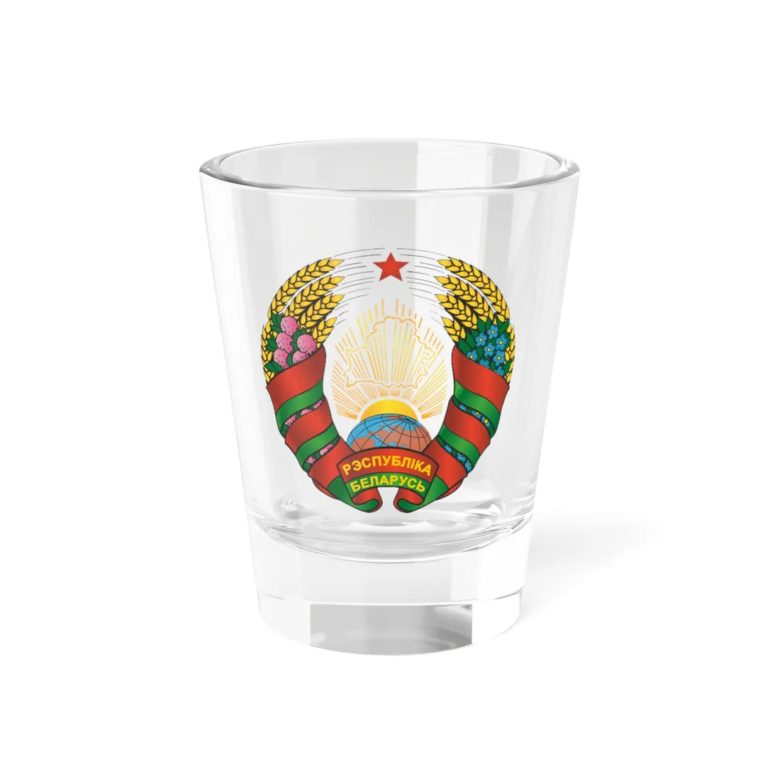 Coat of arms of Belarus 2020present (Belarus) (Coat of Arms) Shot Glass 1.5oz 1.5oz - Go Mug Yourself