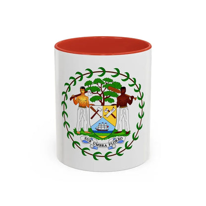 Coat of arms of Belize (1981-2019) - Accent Coffee Mug 11oz Red - Go Mug Yourself