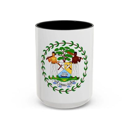 Coat of arms of Belize (1981-2019) - Accent Coffee Mug 15oz Black - Go Mug Yourself
