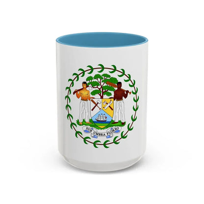 Coat of arms of Belize (1981-2019) - Accent Coffee Mug 15oz Light Blue - Go Mug Yourself