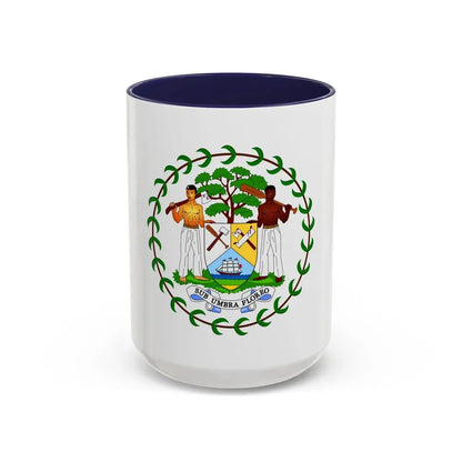 Coat of arms of Belize (1981-2019) - Accent Coffee Mug 15oz Navy - Go Mug Yourself