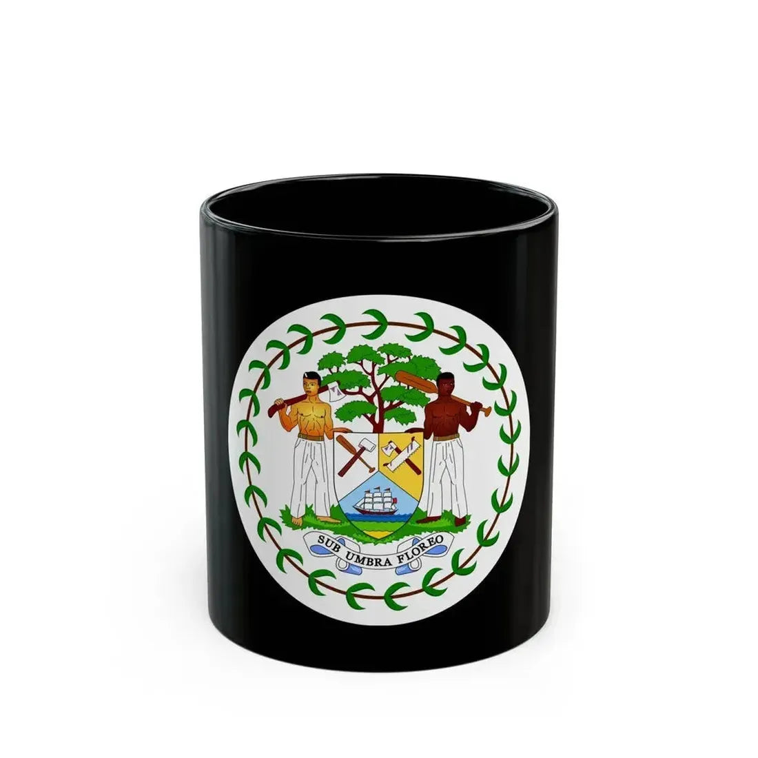 Coat of arms of Belize (1981-2019) - Black Coffee Mug 11oz - Go Mug Yourself