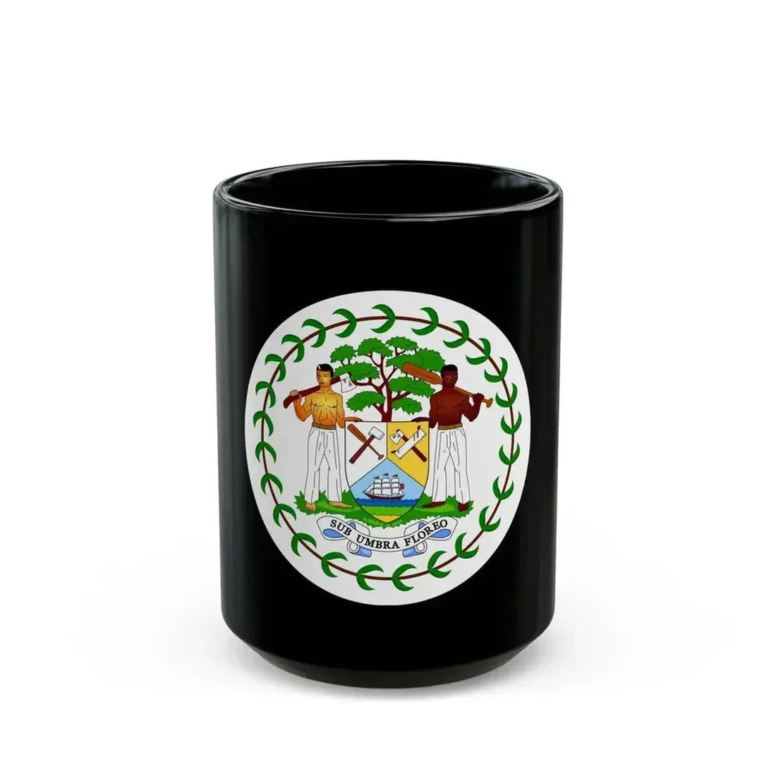 Coat of arms of Belize (1981-2019) - Black Coffee Mug 15oz - Go Mug Yourself