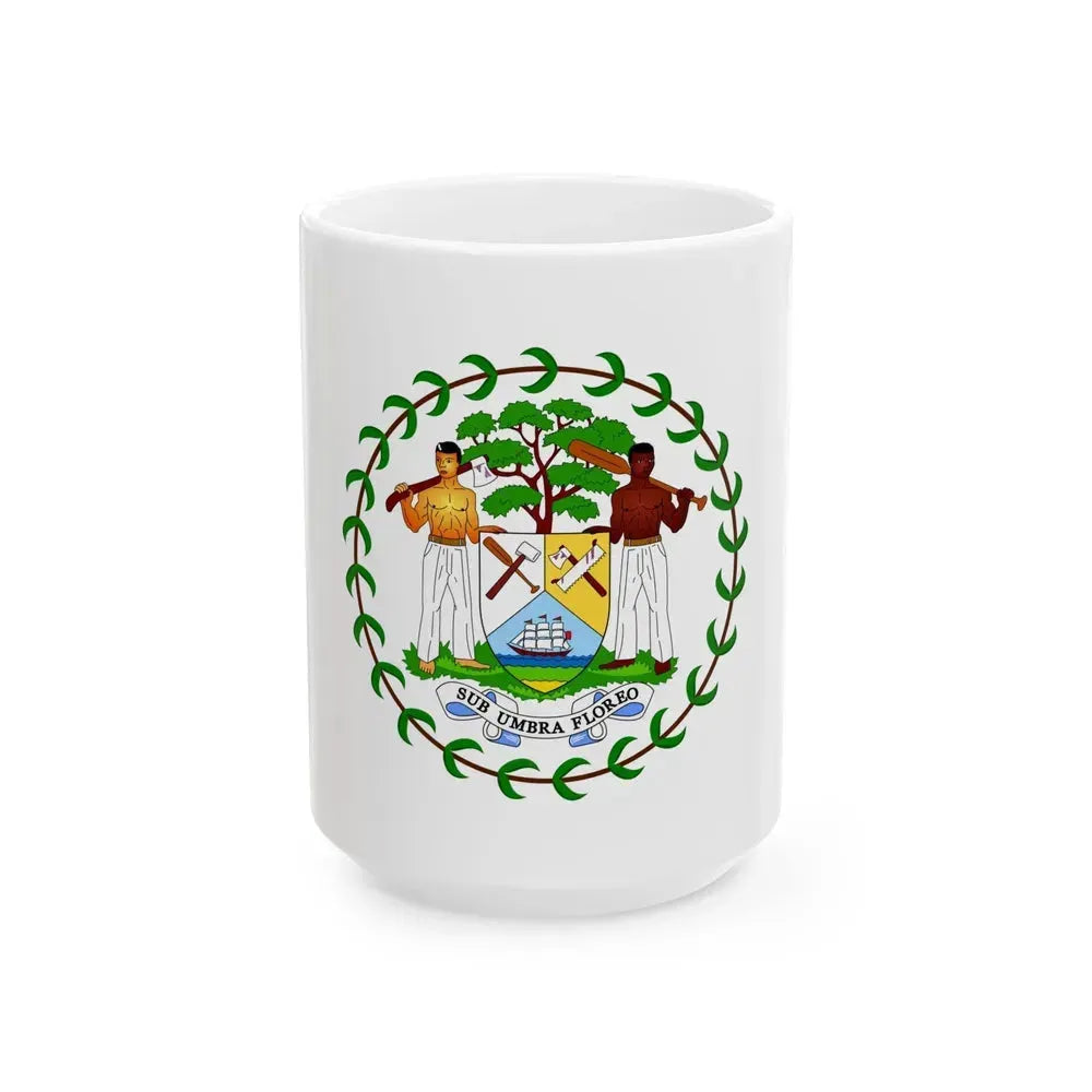 Coat of arms of Belize (1981-2019) - White Coffee Mug 15oz - Go Mug Yourself