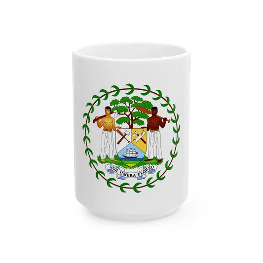 Coat of arms of Belize (1981-2019) - White Coffee Mug 15oz - Go Mug Yourself