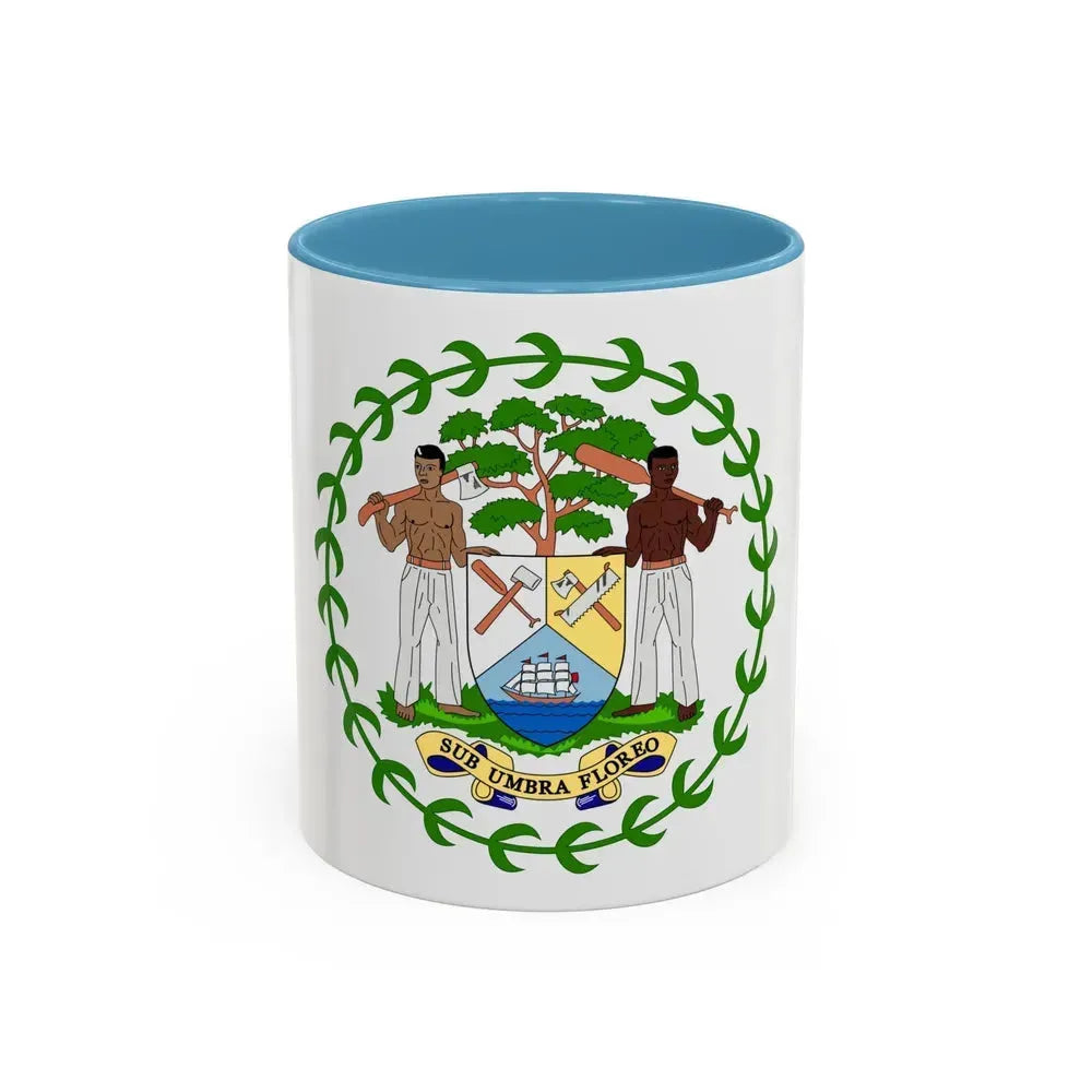 Coat of arms of Belize - Accent Coffee Mug 11oz Light Blue - Go Mug Yourself