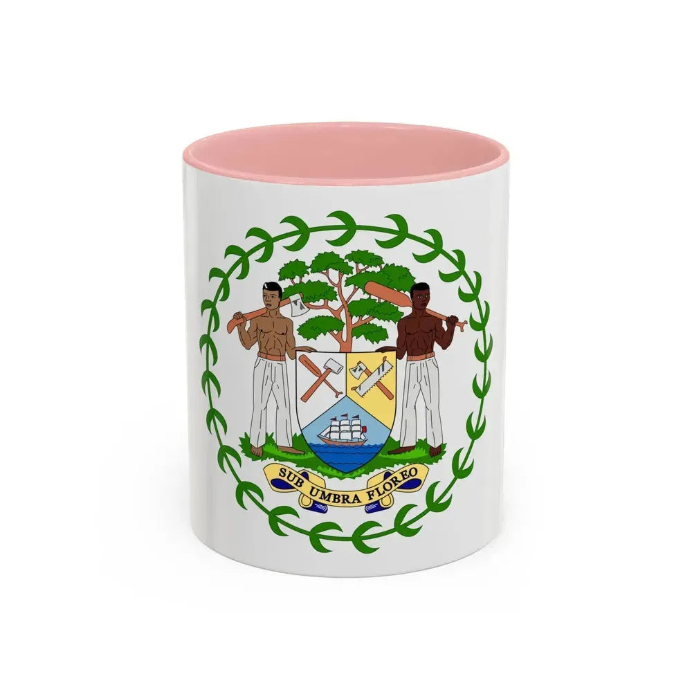 Coat of arms of Belize - Accent Coffee Mug 11oz Pink - Go Mug Yourself