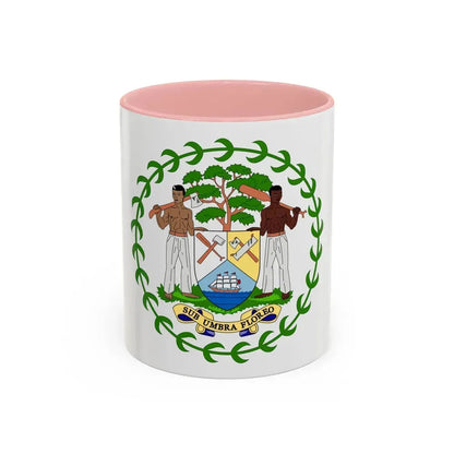 Coat of arms of Belize - Accent Coffee Mug 11oz Pink - Go Mug Yourself