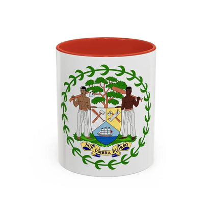 Coat of arms of Belize - Accent Coffee Mug 11oz Red - Go Mug Yourself