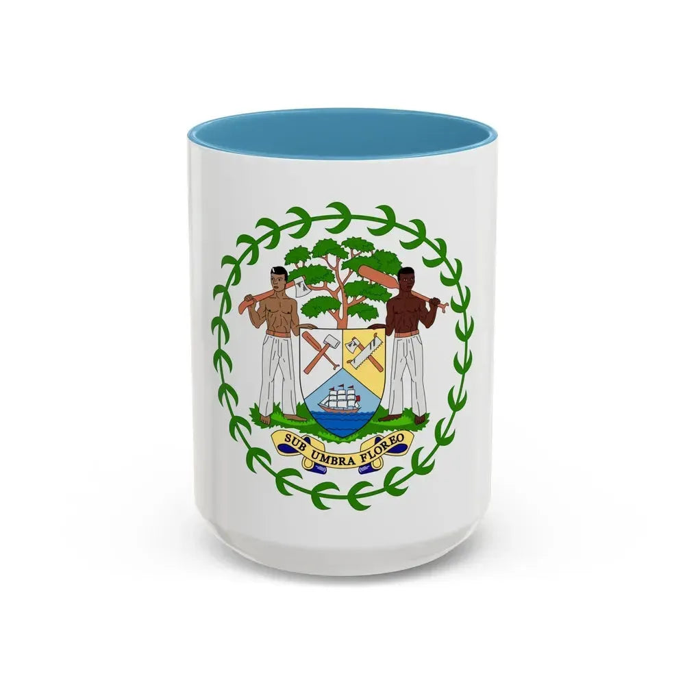 Coat of arms of Belize - Accent Coffee Mug 15oz Light Blue - Go Mug Yourself